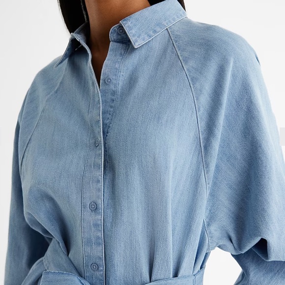 NWT Express Denim Boyfriend Portofino Shirt Dress size S - Picture 3 of 4